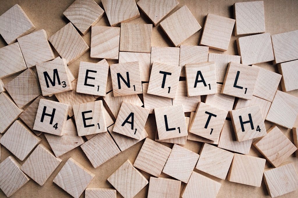 Mental Health aus Scrabble Buchstaben