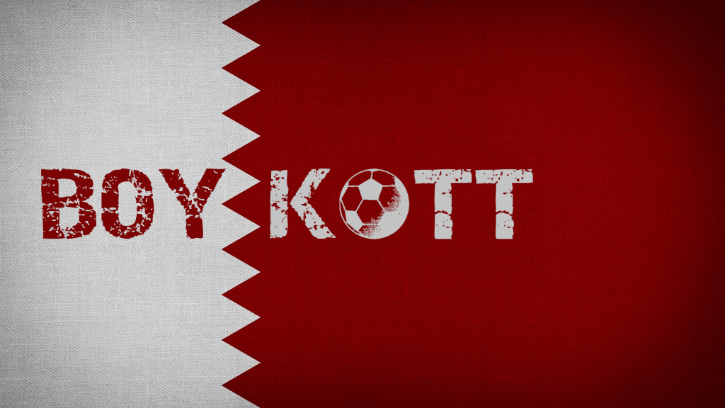Flagge von Katar mit dem Wort "Boykott"