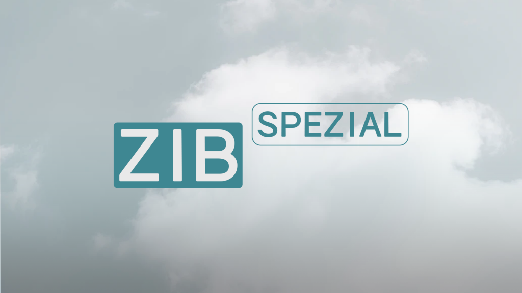 ZiB-Spezial Logo abgewandelt in türkis, Hintergrund Wolken