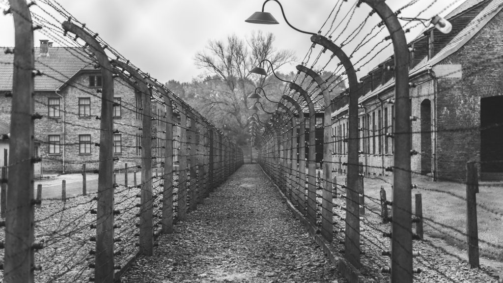 Stacheldrahtzaun in Auschwitz