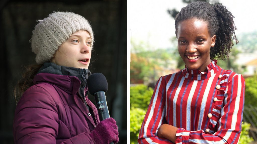 Link im Bild Greta Thunberg, rechts Vanessa Nakate