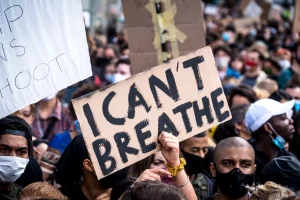 Demoschild "I can't breathe"