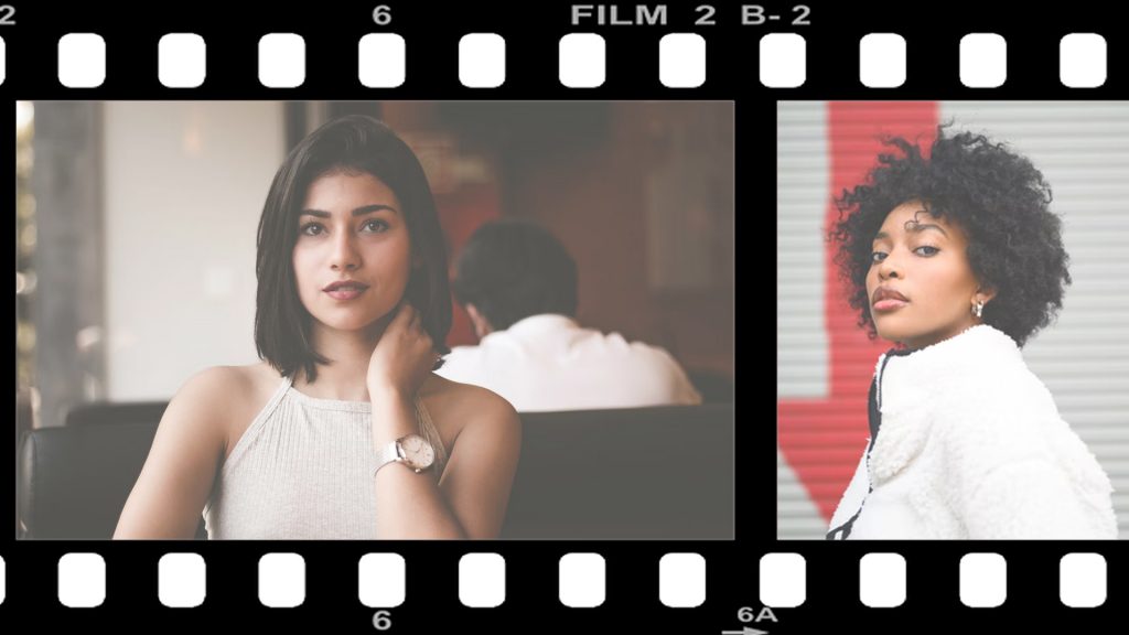 Analoger Filmstreifen, auf dem zwei Frauen zu sehen sind