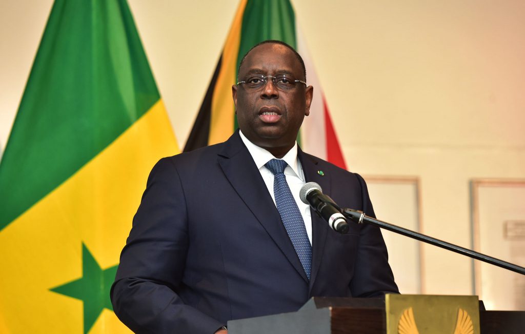 Macky Sall, Präsident des Senegal bei einer Rede im Jahr 2017
