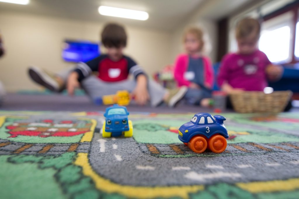 Verkehrsteppich in einem Kindergarten