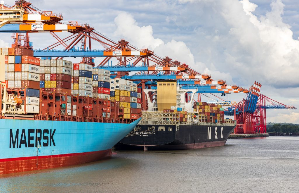 Containerschiffe am Hamburger Hafen
