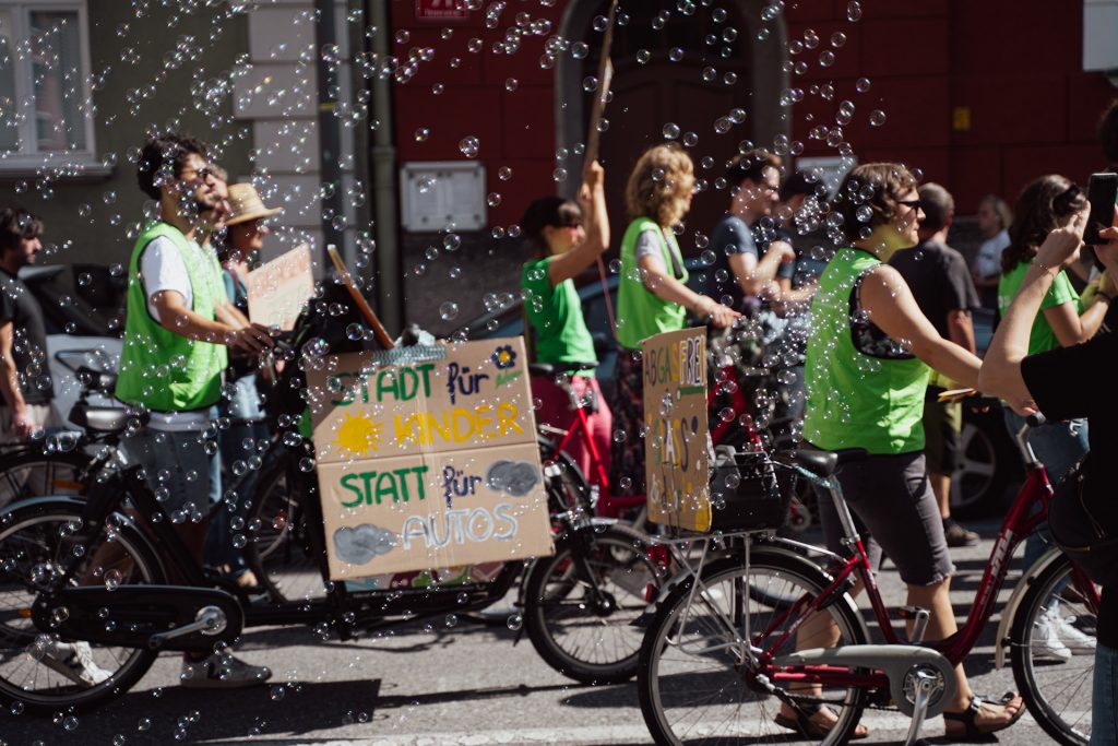 Klimastreik mit Seifenblasen