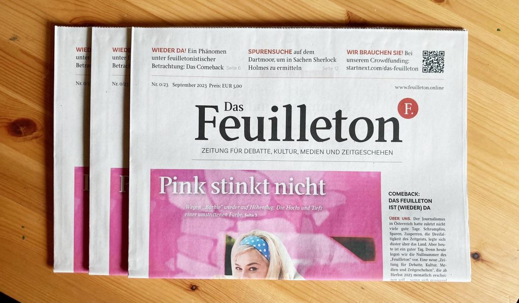 Titelblatt des Magazins "Das Feuilleton"
