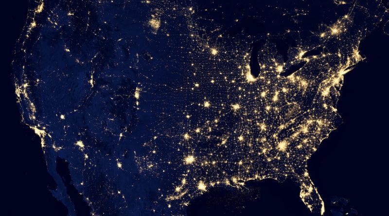 Luftaufnahme der NASA von den USA bei Nacht