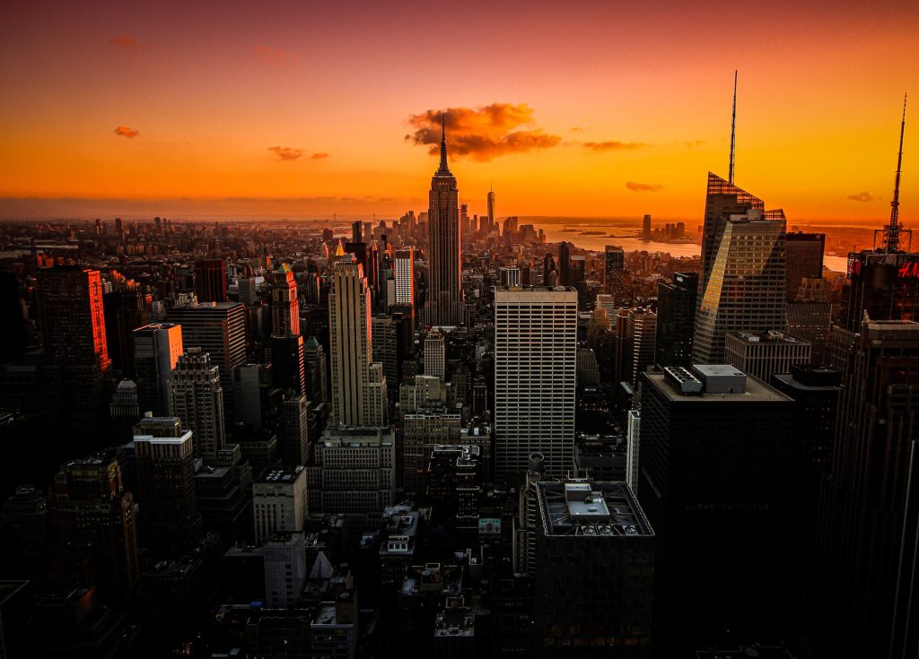 New York City bei Sonnenuntergang