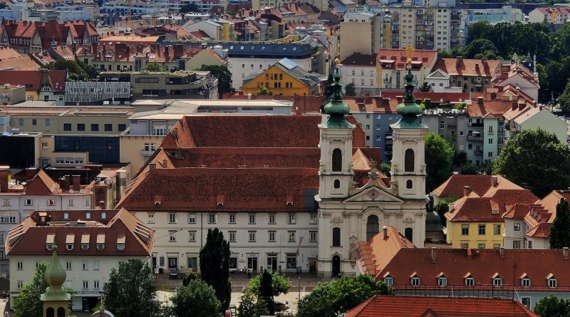 Blick von oben auf die Stadt Graz