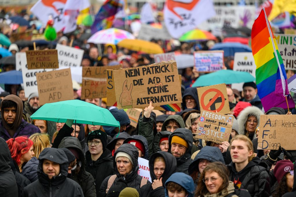 Demonstration gegen Rechtsextremismus in Berlin.