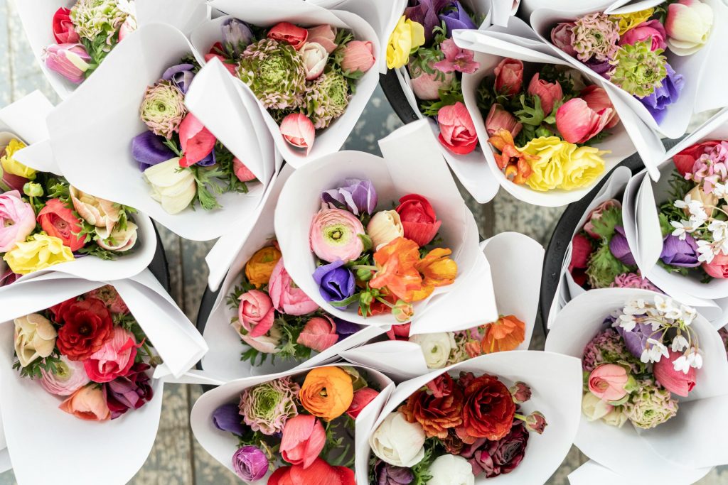 Schnittblumen von oben fotografiert